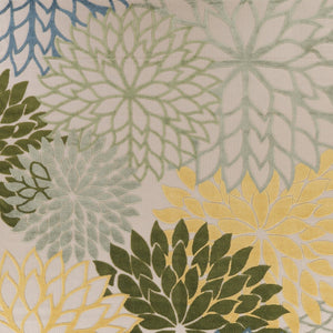HomeRoots 9' Indoor/Outdoor Area Rug - Vibrant Floral Design in Green, Yellow, Blue, and Ivory - Durable & Stylish! 548112