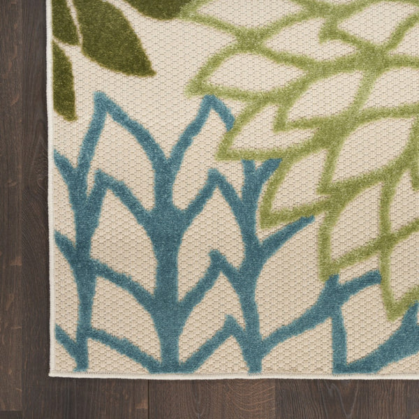 HomeRoots 9' Indoor/Outdoor Area Rug - Vibrant Floral Design in Green, Yellow, Blue, and Ivory - Durable & Stylish! 548112