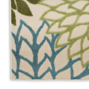 HomeRoots 9' Indoor/Outdoor Area Rug - Vibrant Floral Design in Green, Yellow, Blue, and Ivory - Durable & Stylish! 548112