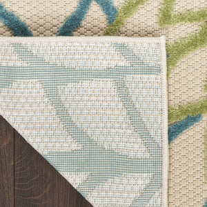 HomeRoots 9' Indoor/Outdoor Area Rug - Vibrant Floral Design in Green, Yellow, Blue, and Ivory - Durable & Stylish! 548112