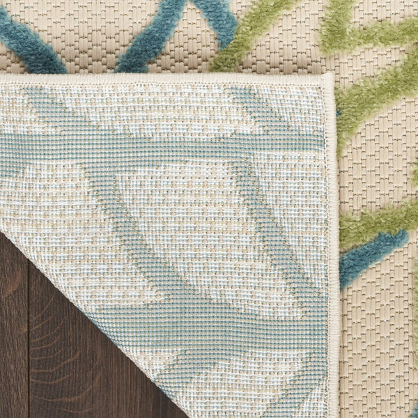 HomeRoots 9' Indoor/Outdoor Area Rug - Vibrant Floral Design in Green, Yellow, Blue, and Ivory - Durable & Stylish! 548112