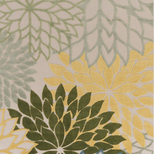 HomeRoots 9' Indoor/Outdoor Area Rug - Vibrant Floral Design in Green, Yellow, Blue, and Ivory - Durable & Stylish! 548112
