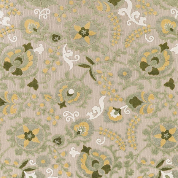 HomeRoots 9' Durable Ivory Green and Yellow Floral Area Rug - Perfect for Indoor & Outdoor Spaces, Easy Care! 548116