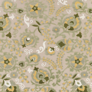 HomeRoots 9' Durable Ivory Green and Yellow Floral Area Rug - Perfect for Indoor & Outdoor Spaces, Easy Care! 548116