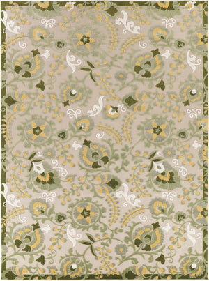 HomeRoots 9' Durable Ivory Green and Yellow Floral Area Rug - Perfect for Indoor & Outdoor Spaces, Easy Care! 548116
