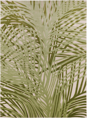 HomeRoots 9' X 12' Ivory Green Palm Leaf Area Rug - Durable, Stylish Indoor/Outdoor Carpet for High Traffic Areas 548118