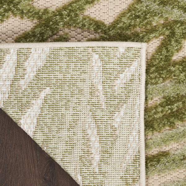 HomeRoots 9' X 12' Ivory Green Palm Leaf Area Rug - Durable, Stylish Indoor/Outdoor Carpet for High Traffic Areas 548118