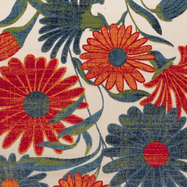 HomeRoots 9' Indoor/Outdoor Area Rug - Elegant Ivory Floral Design with Red, Blue & Green Accents, Durable & Easy-Clean 548121