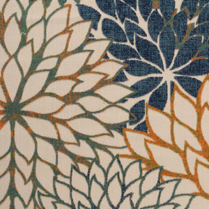 HomeRoots 12' Vibrant Blue Green and Orange Floral Indoor Outdoor Area Rug - Durable, Stylish & Stain-Resistant! 548123