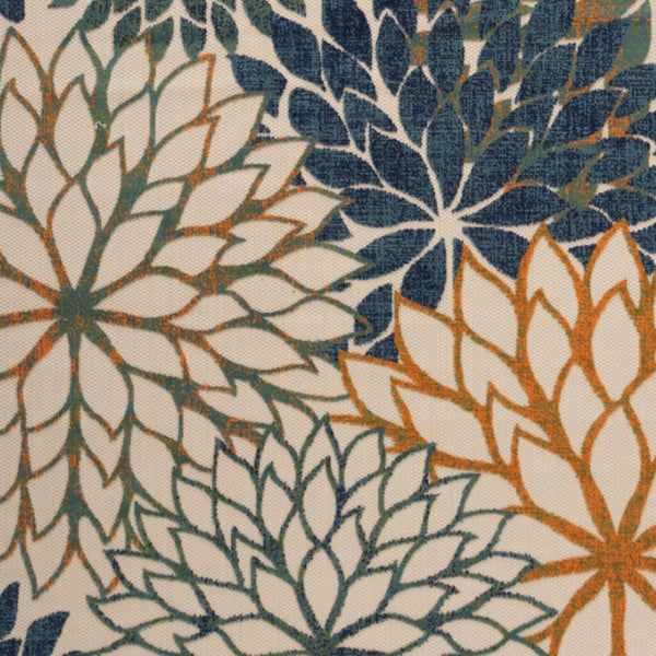 HomeRoots 12' Vibrant Blue Green and Orange Floral Indoor Outdoor Area Rug - Durable, Stylish & Stain-Resistant! 548123
