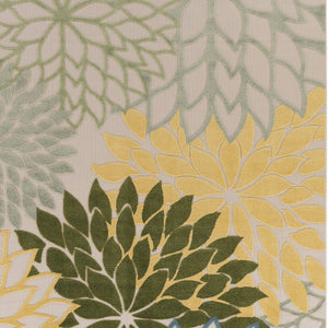 HomeRoots 12' Floral Indoor Outdoor Rug - Vibrant Green, Blue & Yellow Design for Patios, Kitchens & More! 548125