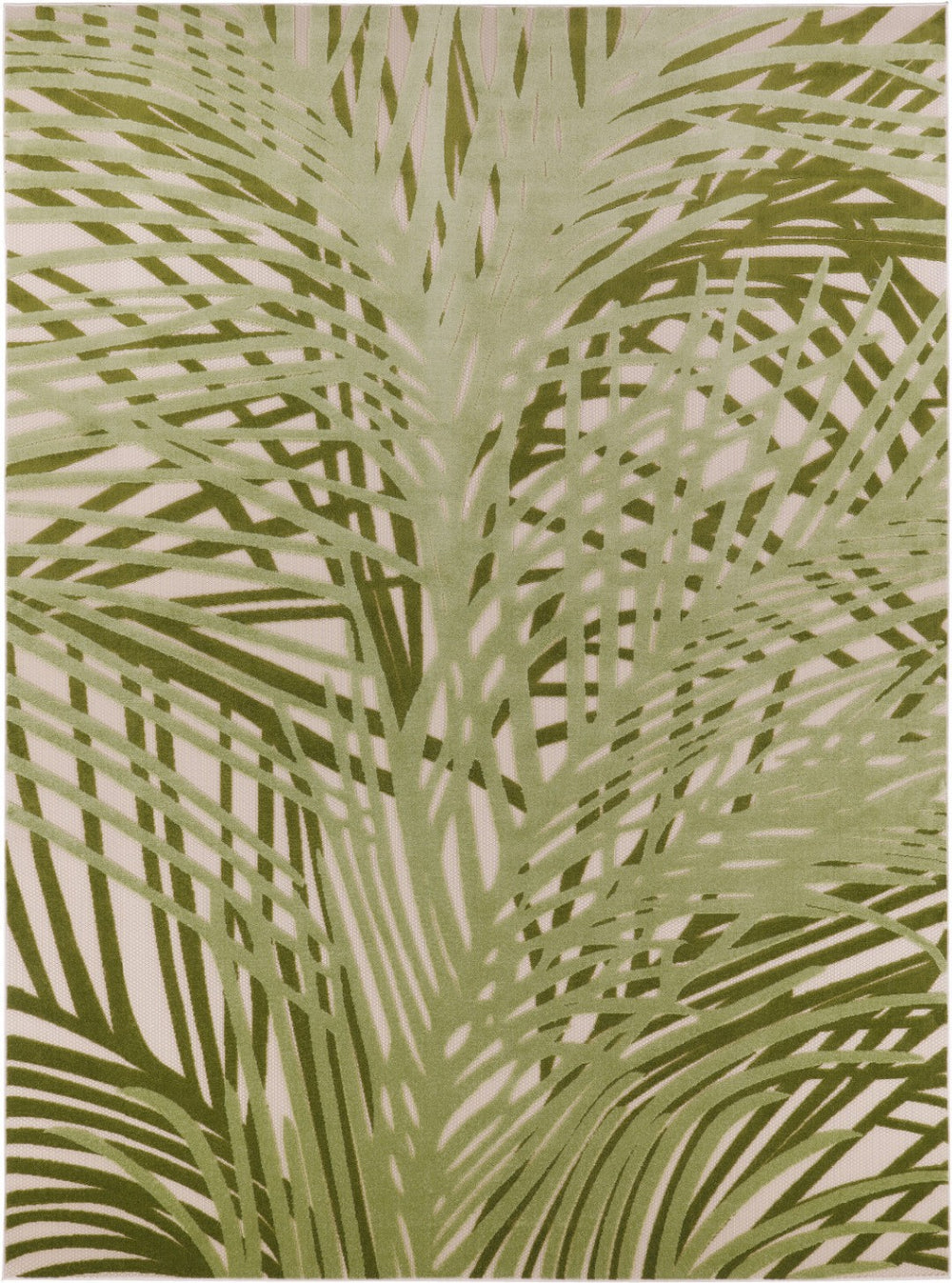 HomeRoots 12' X 15' Tropical Palm Leaf Area Rug – Versatile Indoor/Outdoor Design, Stain-Resistant & Durable! 548131