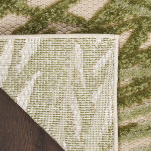 HomeRoots 12' X 15' Tropical Palm Leaf Area Rug – Versatile Indoor/Outdoor Design, Stain-Resistant & Durable! 548131