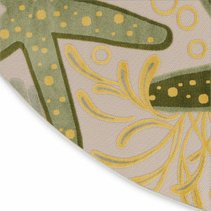 HomeRoots 5' Coastal Starfish Area Rug - Vibrant Green, Yellow, Ivory & Dark Green for Indoor/Outdoor Use 548139