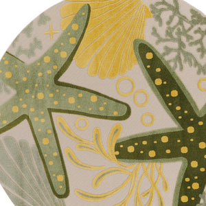 HomeRoots 5' Coastal Starfish Area Rug - Vibrant Green, Yellow, Ivory & Dark Green for Indoor/Outdoor Use 548139