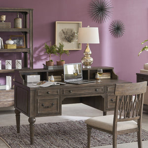 English Elm Middleton 64 Inch Traditional Writing Desk Poplar Build with Vintage Hazel Warm Finish B108P468543