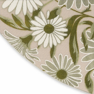 HomeRoots 5' Round Floral Area Rug in Ivory & Green – Stylish, Durable, Indoor/Outdoor Decor for Any Space 548140