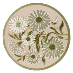 HomeRoots 5' Round Floral Area Rug in Ivory & Green – Stylish, Durable, Indoor/Outdoor Decor for Any Space 548140
