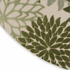 HomeRoots 5' Elegant Ivory Green Round Floral Area Rug for Indoor & Outdoor, Durable & Easy Maintenance 548141