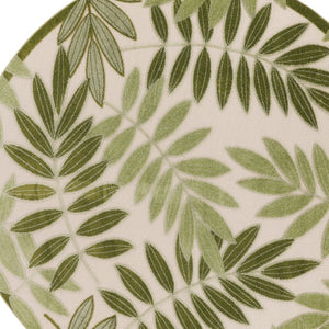 HomeRoots 5' Coastal-Inspired Ivory and Green Round Palm Leaf Rug for Indoor/Outdoor Durability and Style 548143