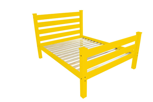 HomeRoots Yellow Solid Wood Queen Bed Frame – Handcrafted Pine, Sturdy Platform Design, Timeless Charm & Comfort 548160