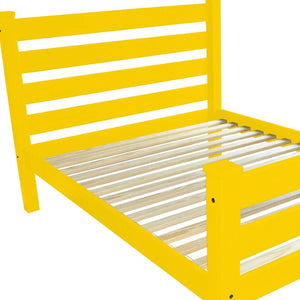 HomeRoots Yellow Solid Wood Queen Bed Frame – Handcrafted Pine, Sturdy Platform Design, Timeless Charm & Comfort 548160