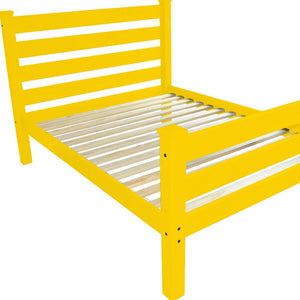 HomeRoots Yellow Solid Wood Queen Bed Frame – Handcrafted Pine, Sturdy Platform Design, Timeless Charm & Comfort 548160