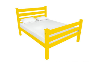 HomeRoots Yellow Solid Wood Queen Bed Frame – Handcrafted Pine, Sturdy Platform Design, Timeless Charm & Comfort 548160