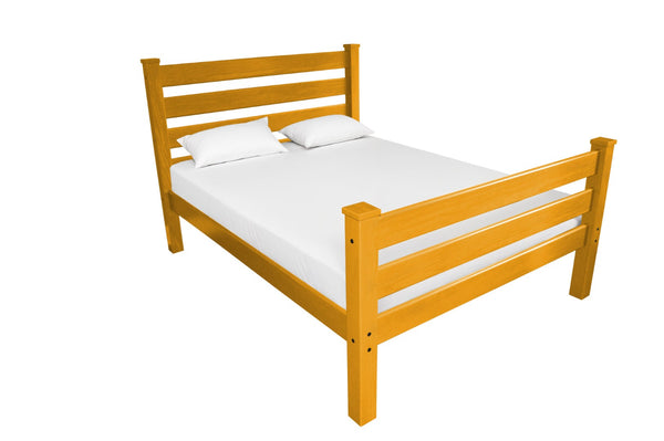 HomeRoots Orange Solid Wood Queen Bed Frame - Stylish Comfort with Unique Natural Grain and Sturdy Slat Support 548166