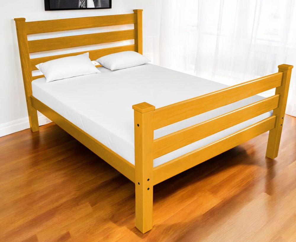 Homeroots Orange Solid Wood Queen Bed Frame - Elevate Your Bedroom With Luxurious Comfort And Style Today!  Solid Wood 548166