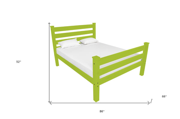 Homeroots Lime Green Solid Wood Queen Bed Frame - Stylish Comfort & Handcrafted Durability For Your Bedroom  Solid Wood 548167