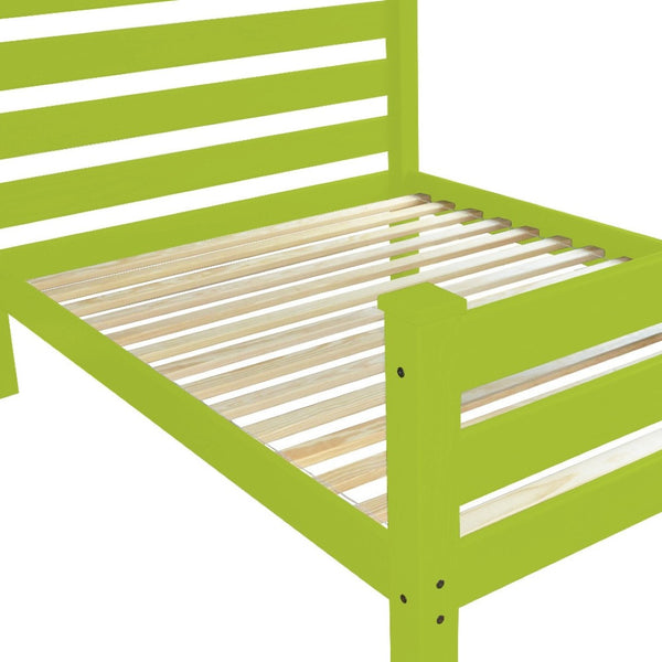 Homeroots Lime Green Solid Wood Queen Bed Frame - Stylish Comfort & Handcrafted Durability For Your Bedroom  Solid Wood 548167