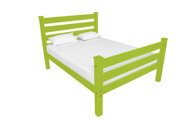 HomeRoots Lime Green Solid Pine Queen Bed Frame - Handcrafted Durability with Vibrant Color & Unique Design 548167