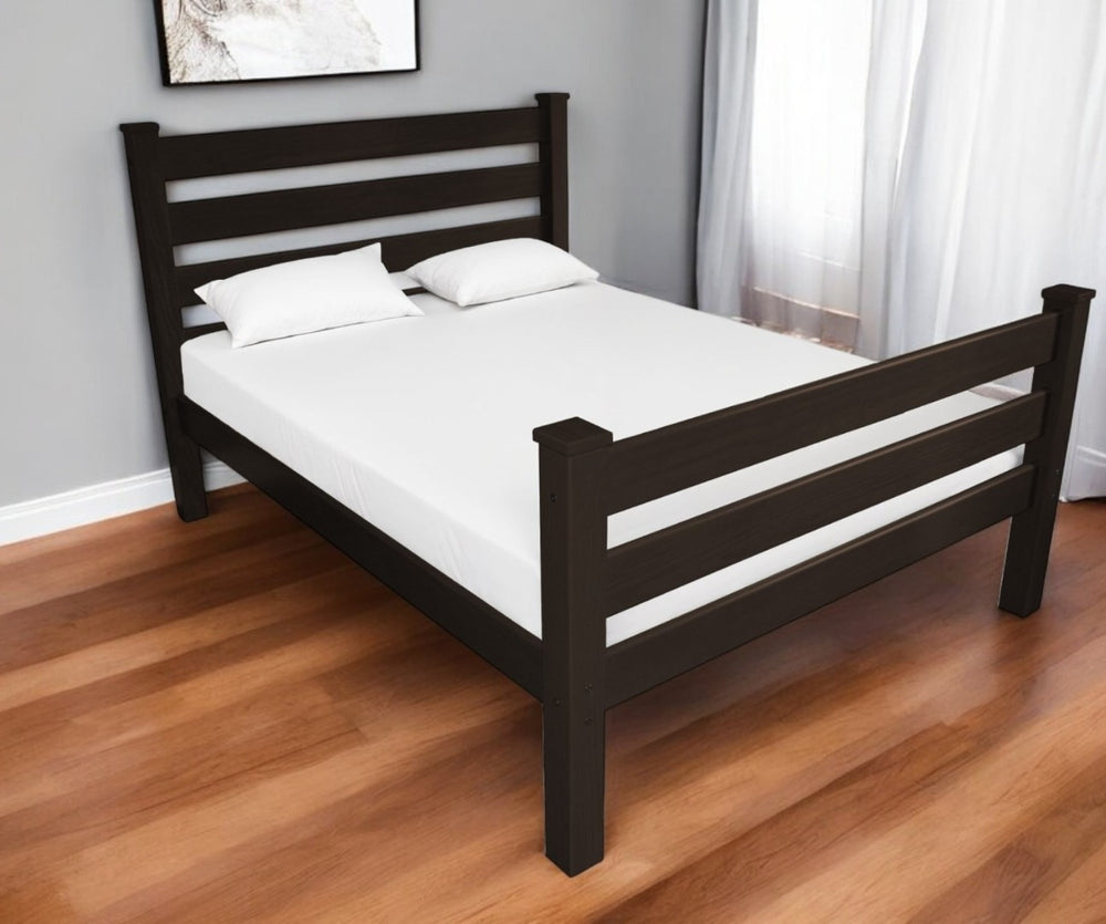HomeRoots Brown Solid Wood Queen Bed Frame - Timeless Pine Design, Sturdy Platform Style, Unique Finish & Support 548168