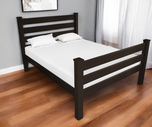 HomeRoots Brown Solid Wood Queen Bed Frame - Timeless Pine Design, Sturdy Platform Style, Unique Finish & Support 548168