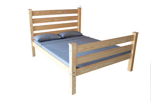 HomeRoots Natural Solid Wood Queen Bed Frame - Handcrafted Pine Design for Timeless Elegance & Durability 548170