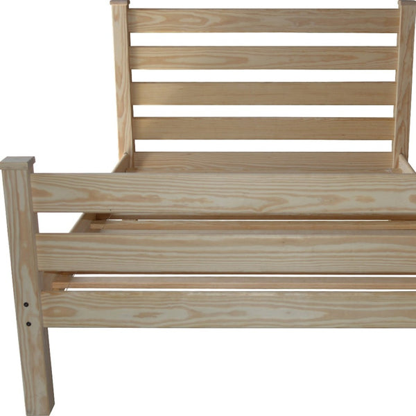 Homeroots Natural Solid Wood Queen Bed Frame – Stylish Comfort, Durable Craftsmanship For Restful Sleep Sanctuary  Solid Wood 548170