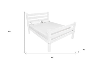 HomeRoots White Solid Wood Queen Bed Frame - Handcrafted Pine Elegance with Supportive Slats & Timeless Design 548171