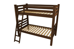 HomeRoots Red Twin Over Twin Solid Wood Bunk Bed - Durable Pine Construction with Vibrant Finish & Safety Features 548172