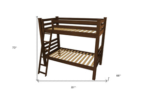 HomeRoots Red Twin Over Twin Solid Wood Bunk Bed - Durable Pine Construction with Vibrant Finish & Safety Features 548172