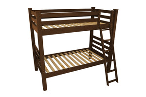 HomeRoots Red Twin Over Twin Solid Wood Bunk Bed - Durable Pine Construction with Vibrant Finish & Safety Features 548172