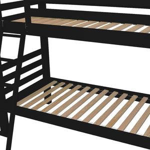 HomeRoots Black Twin Over Twin Solid Wood Bunk Bed - Timeless Design, Durable Pine, Safety Features, Easy Assembly 548173
