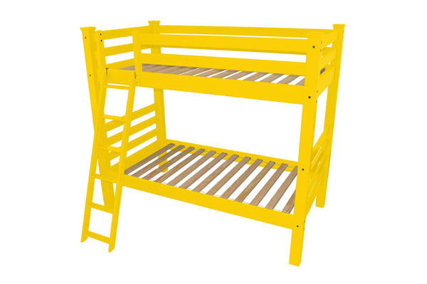 HomeRoots Yellow Twin Bunk Bed - Classic Solid Wood Design with Safety Features for Kids & Space-Saving Style 548174