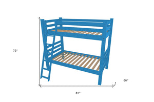 HomeRoots Blue Twin Bunk Bed - Solid Wood Construction, Space-Saving Design, Safety Features & Timeless Charm 548175