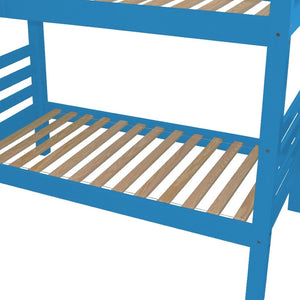 HomeRoots Blue Twin Bunk Bed - Solid Wood Construction, Space-Saving Design, Safety Features & Timeless Charm 548175
