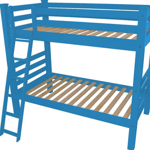 HomeRoots Blue Twin Bunk Bed - Solid Wood Construction, Space-Saving Design, Safety Features & Timeless Charm 548175