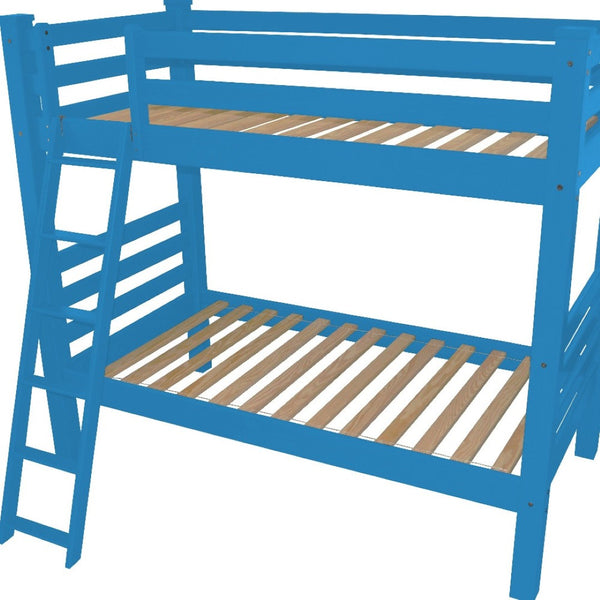 HomeRoots Blue Twin Bunk Bed - Solid Wood Construction, Space-Saving Design, Safety Features & Timeless Charm 548175
