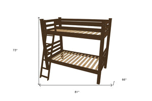 HomeRoots Brown Twin Solid Wood Bunk Bed: Classic, Space-Saving Design with Safety Features for Kids' Rooms 548176