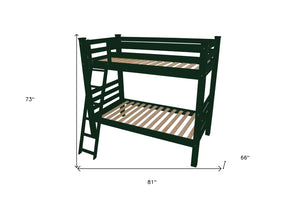 HomeRoots Green Twin Bunk Bed - Charming Solid Wood Design for Kids' Rooms, Space-Saving & Safe Sleep Solution 548177