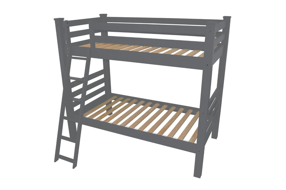 HomeRoots Gray Twin Bunk Bed in Solid Wood - Stylish, Durable, and Space-Saving Solution for Kids' Rooms! 548178